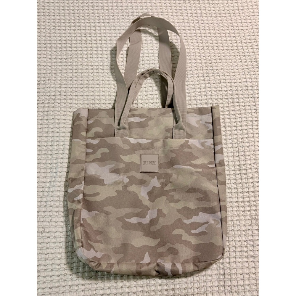 Pink Victoria's Secret Camo Convertible Tote Backpack Bag Tan Desert Camouflage